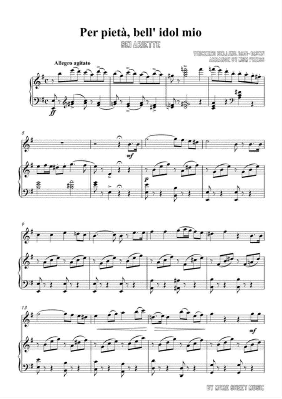 Bellini-Per pietà,bell' idol mio,for Violin and Piano Voice scores gallery preview page 3