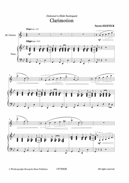 Clarimotion for Clarinet and Piano
