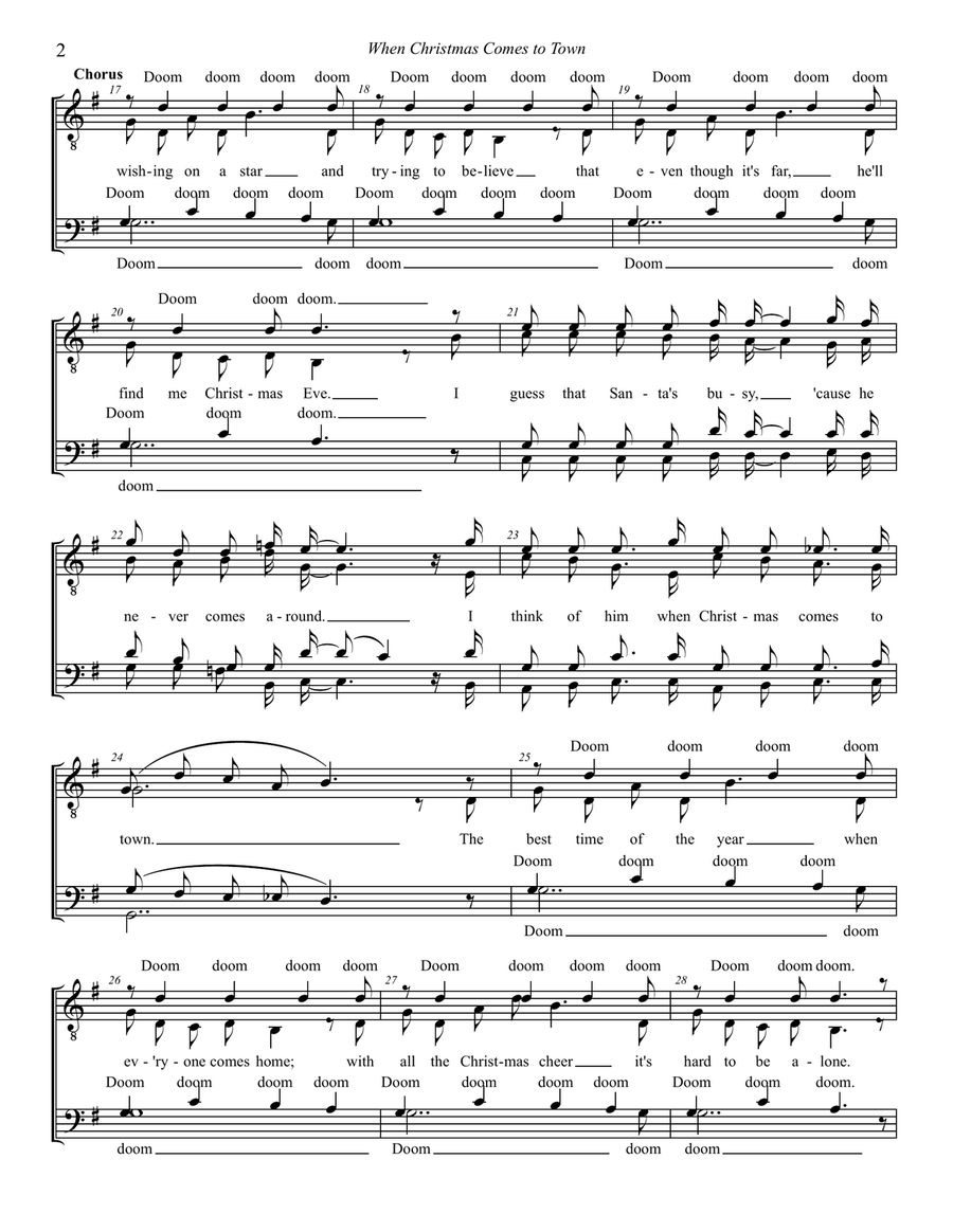 When Christmas Comes To Town TTBB scores gallery preview page 2