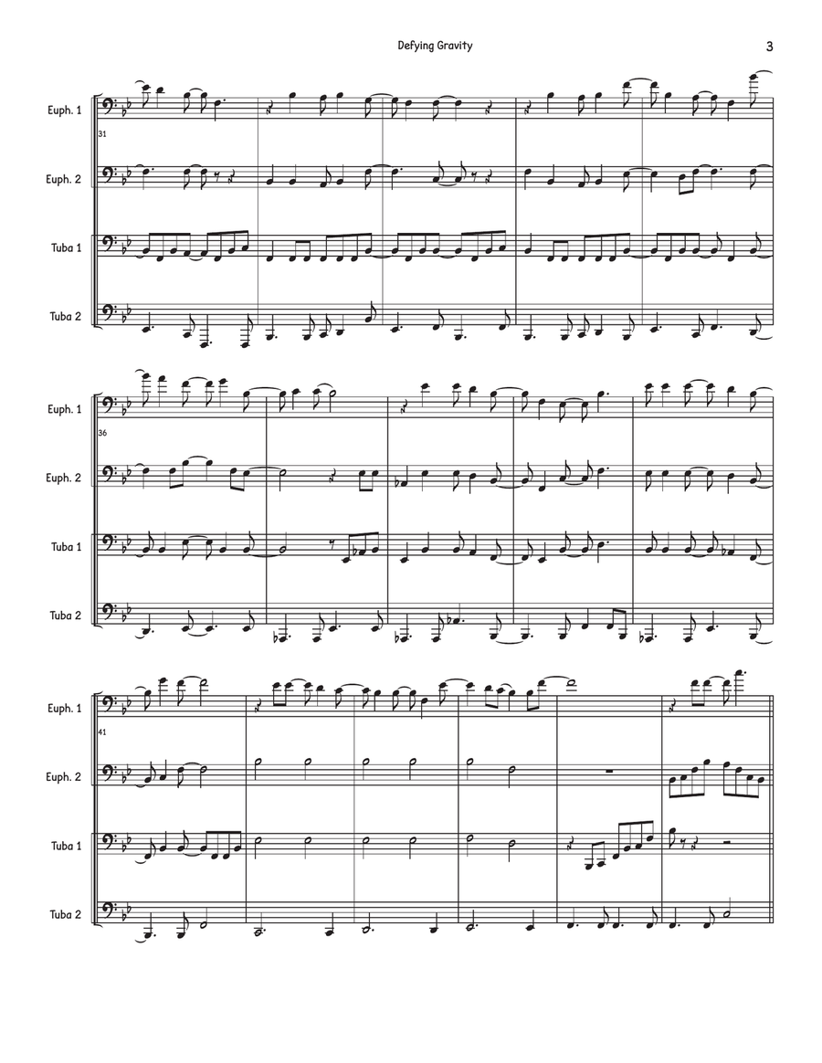 Defying Gravity Brass Quartet scores gallery preview page 3