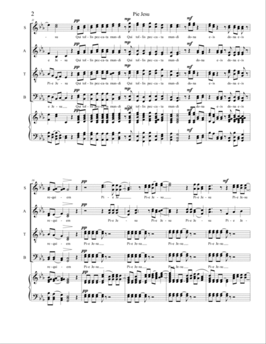 Pie Jesu (Opus 641) for SSAATTBB and 2-4 Hand Piano SSAATTBB scores gallery preview page 2