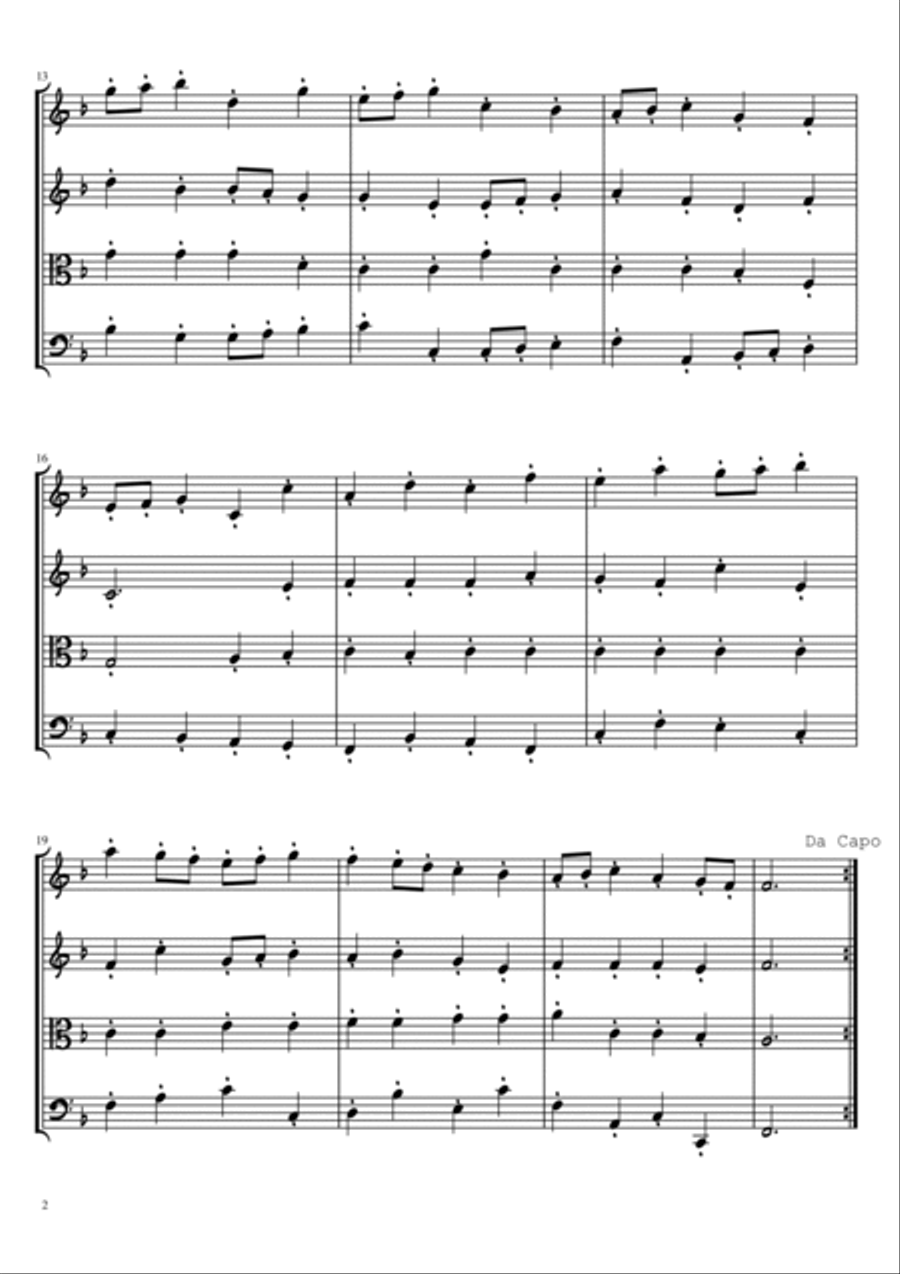 Water Music Suite 1 Bourree String Quartet scores gallery preview page 2