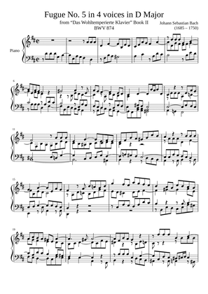 Fugue No. 5 BWV 874 in Major