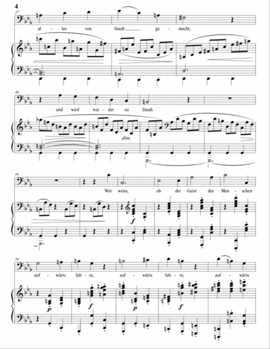 BRAHMS: Denn es gehet dem Menschen wie dem Vieh, Op. 121 no. 1 (transposed to C minor, bass clef) Voice scores gallery preview page 5