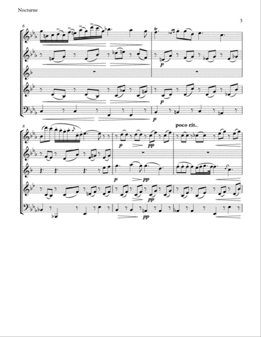 Chopin: Nocturne, Opus 9, No. 2 for Woodwind Quintet Woodwind Quintet scores gallery preview page 3