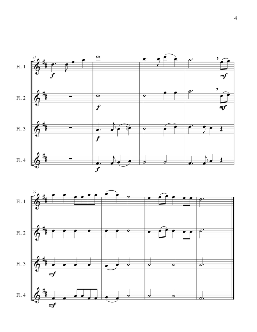 Camptown Races - Flute Quartet Flute Quartet scores gallery preview page 6