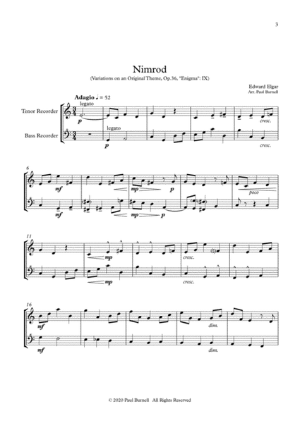 Nimrod, arranged for duet: Tenor and Bass Recorder image number null