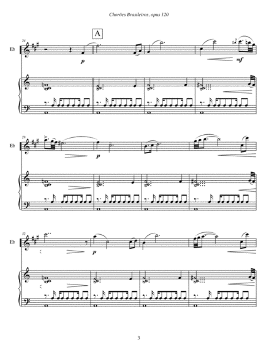Chorões Brasileiros, opus 120 (2007) for alto saxophone and piano Small Ensemble scores gallery preview page 5
