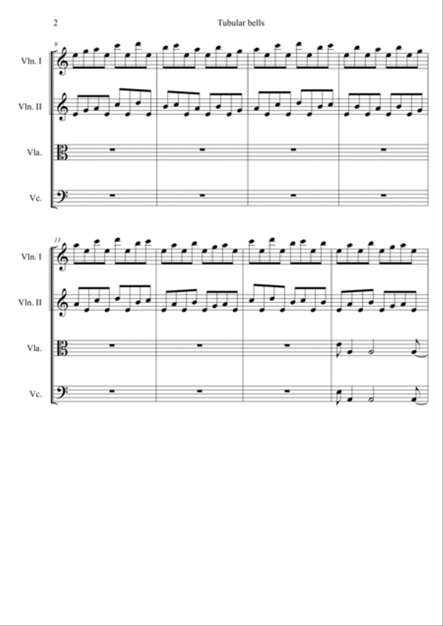 Tubular Bells String Quartet scores gallery preview page 2