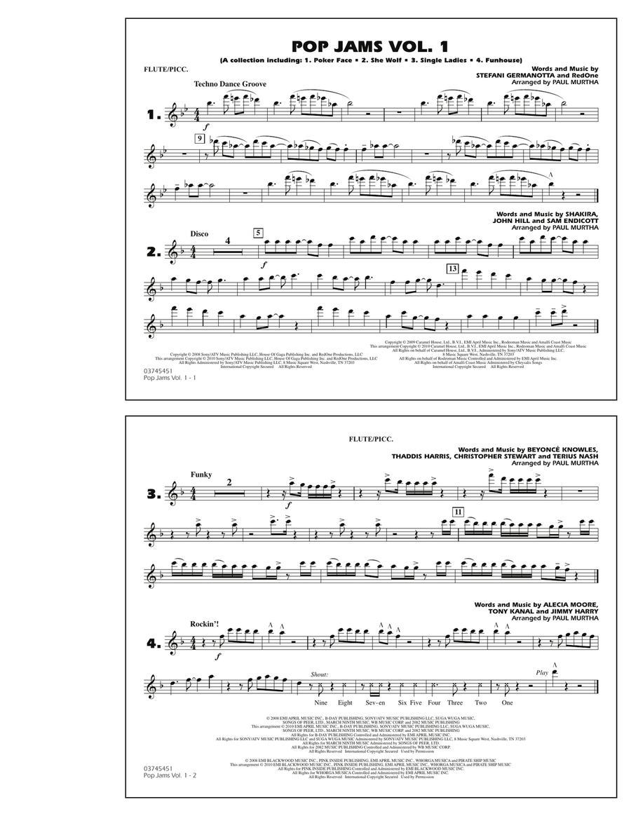 Pop Jams: Vol. 1 - Flute/Piccolo Piccolo scores gallery preview page 1