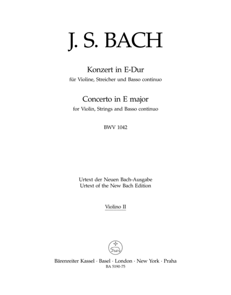 Konzert fur Violine, Streicher und Basso continuo - Concerto for Violin, Strings and Basso Continuo