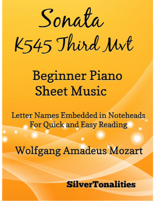 Book cover for Sonata K545 Third Movement Beginner Piano Sheet Music