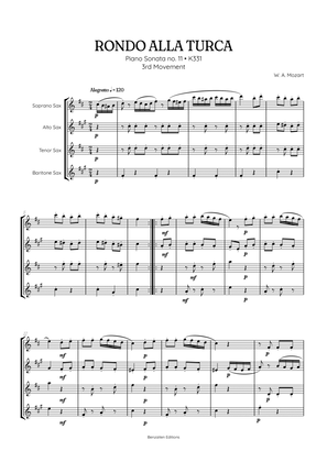 Rondo Alla Turca (Turkish March) | Sax Quartet Sheet Music
