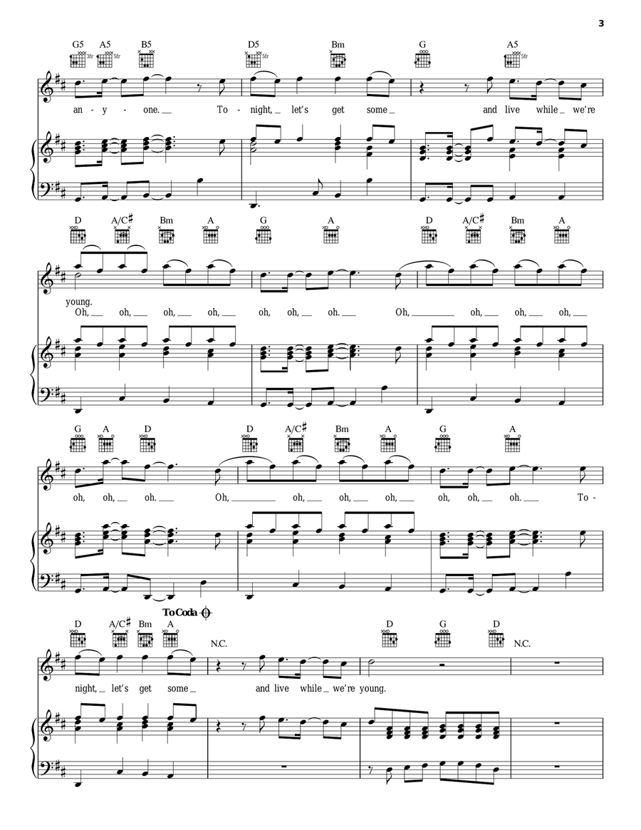 Live While We're Young Live While We're Young Piano, Vocal, Guitar scores gallery preview page 3