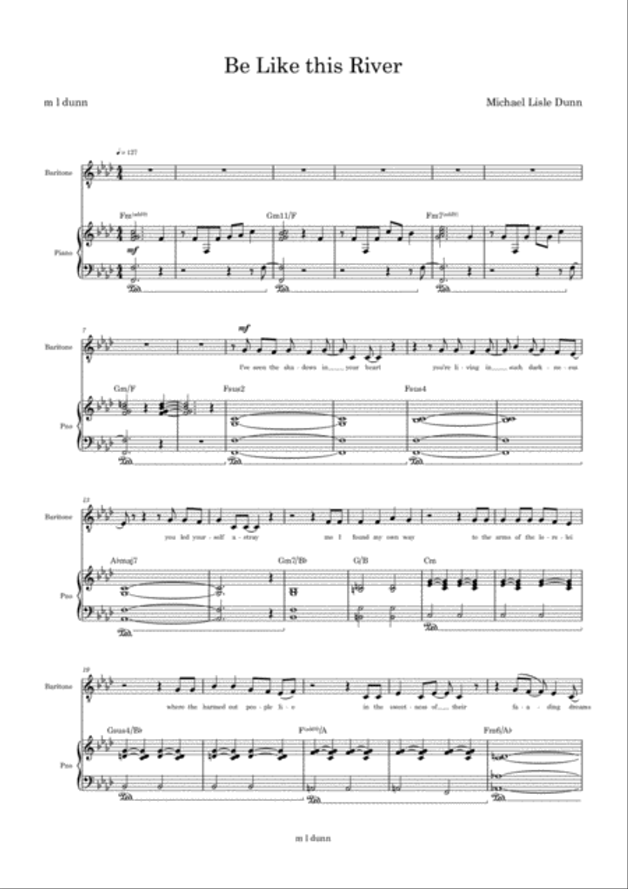 Be Like This River - Piano and Voice Voice scores gallery preview page 1