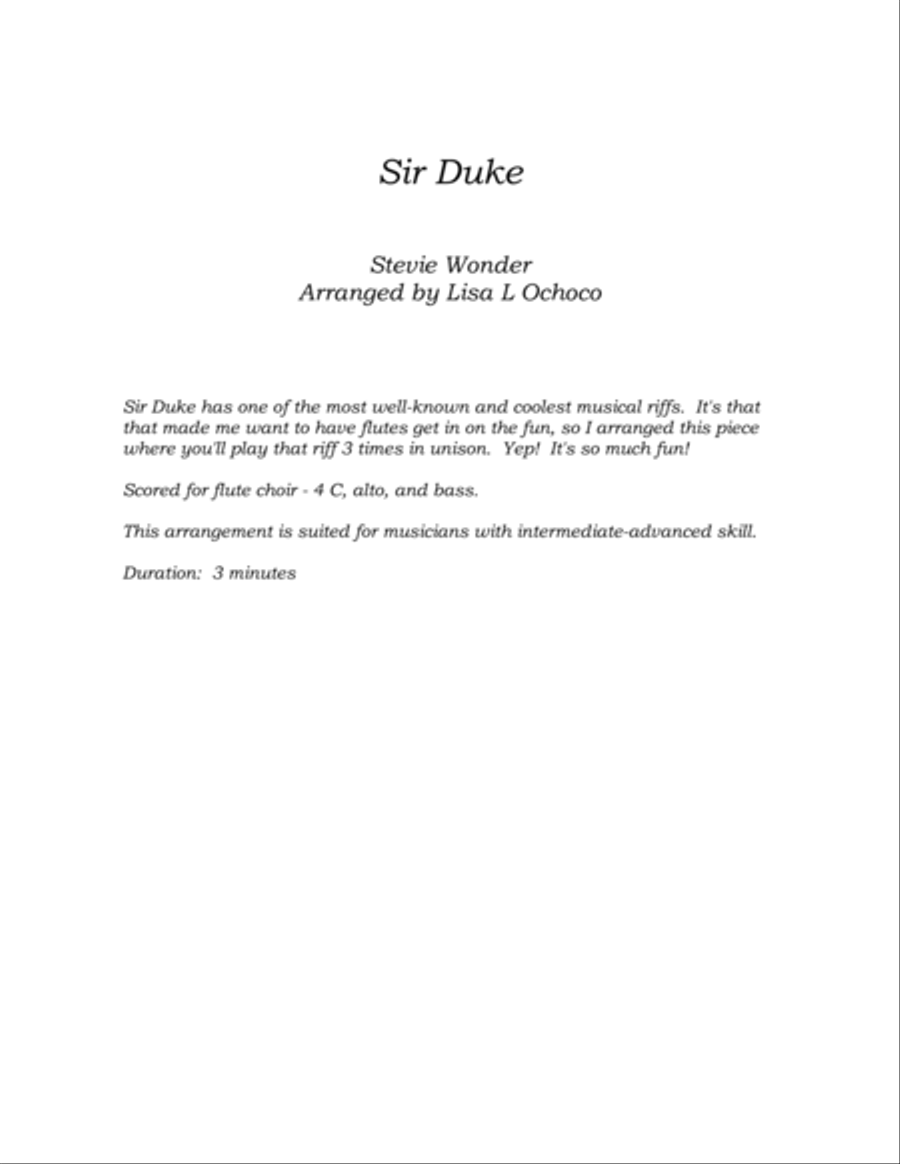 Sir Duke Sir Duke Flute Choir scores gallery preview page 4