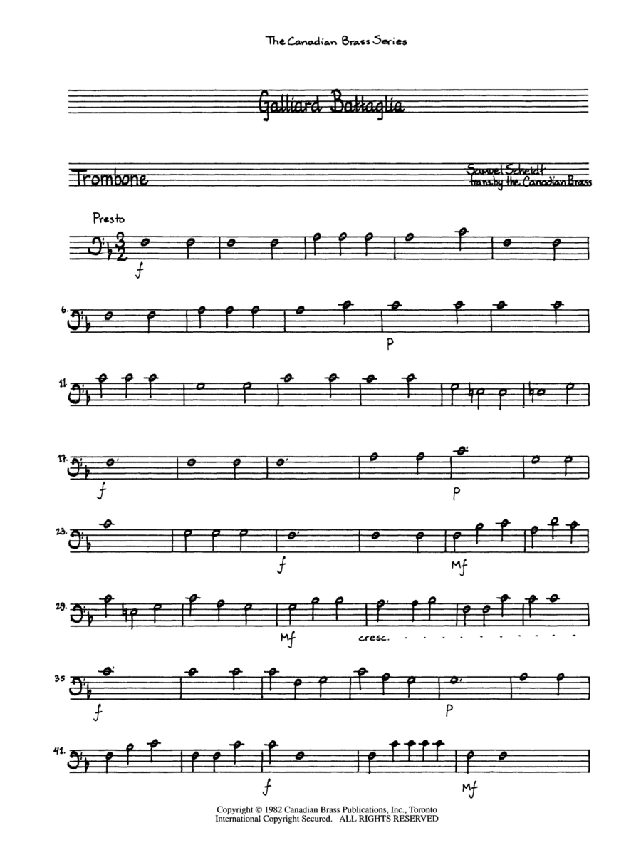 Book cover for Galliard Battaglia - Trombone
