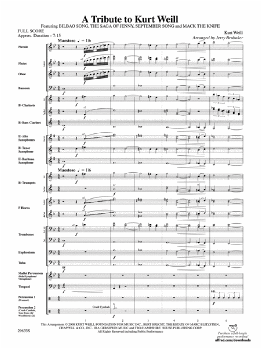 A Tribute to Kurt Weill: Score Concert Band scores gallery preview page 3
