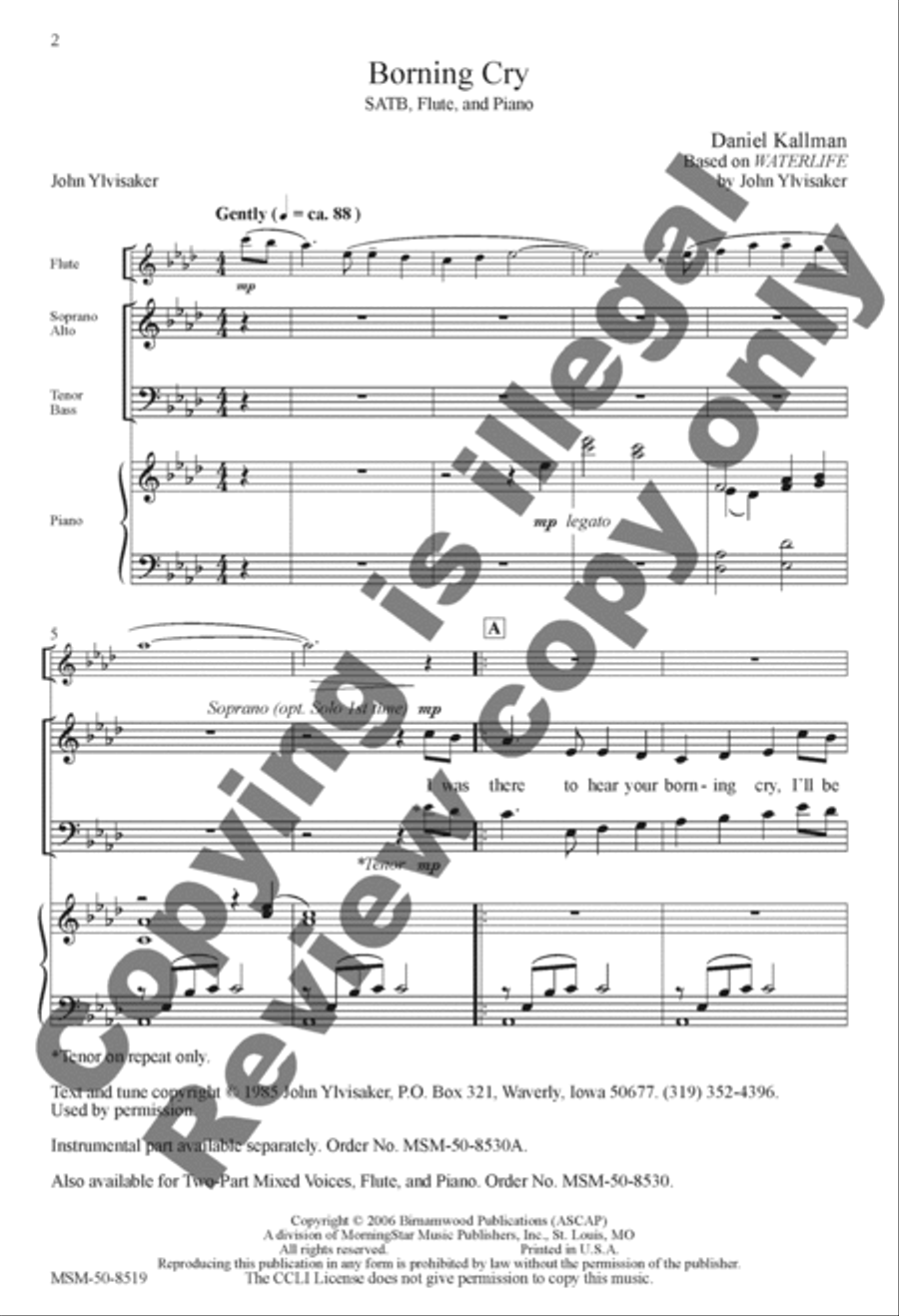 Borning Cry (Choral Score) image number null