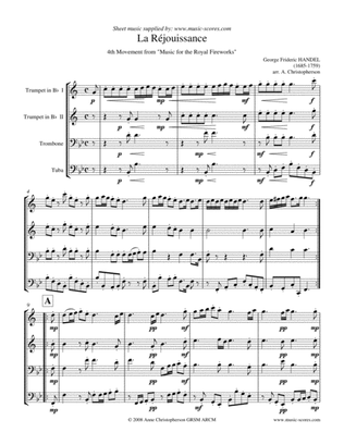Book cover for La Réjouissance - Brass Quartet (2 trumpets, trombone and tuba)