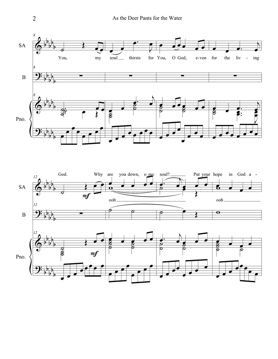 As the Deer Pants for the Water (SAB) 3-Part scores gallery preview page 2