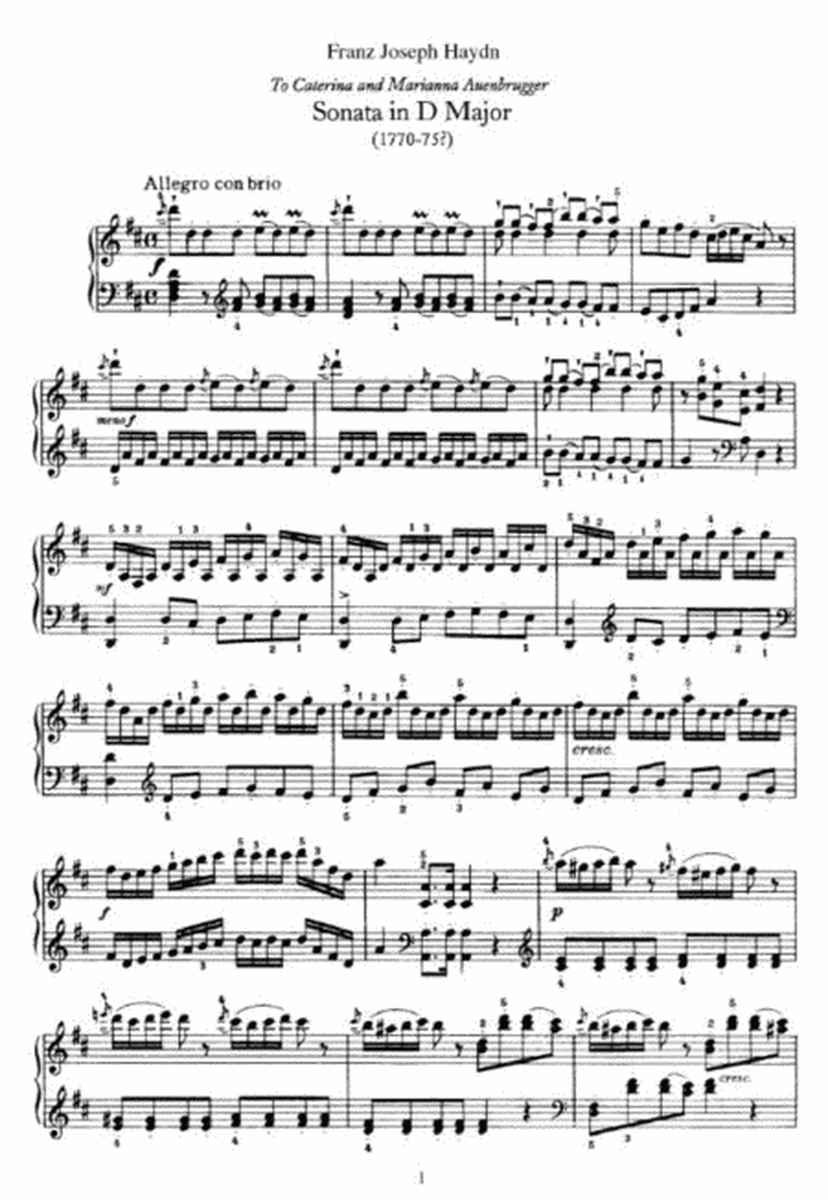 Franz Joseph Haydn - Sonata in D Major (1770-75 or 1780), Hob 16 no 37