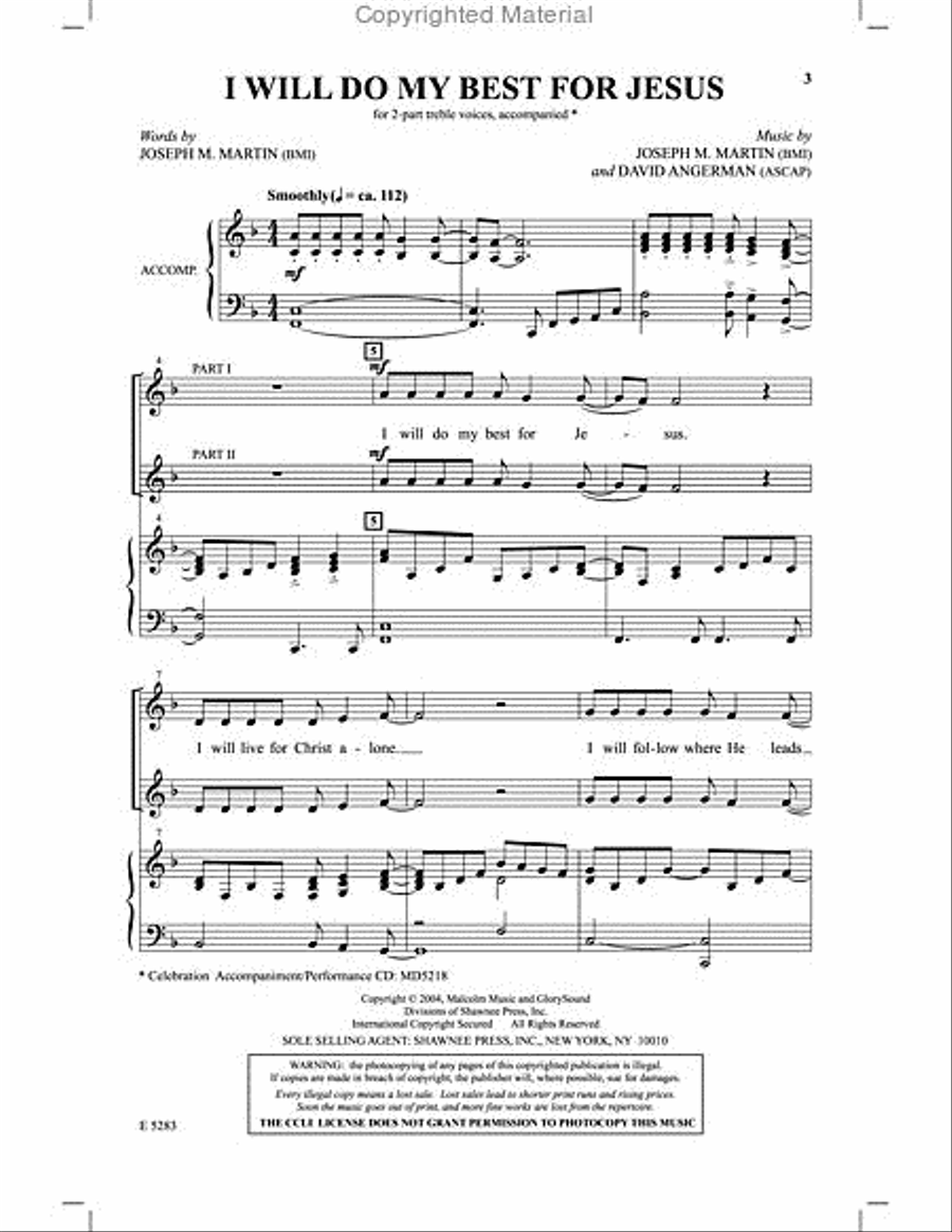 I Will Do My Best for Jesus Unison Choir scores gallery preview page 2