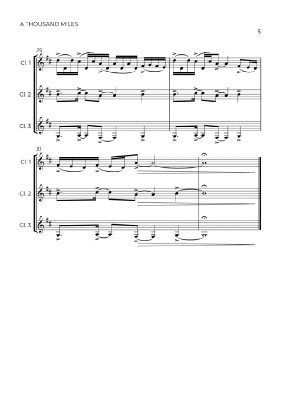 A Thousand Miles Woodwind Trio scores gallery preview page 5