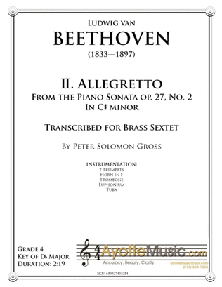 Book cover for Allegretto from the Moonlight Sonata transcribed for brass sextet