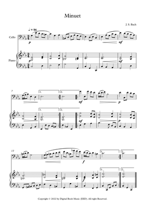 Book cover for Minuet (In D Minor) - Johann Sebastian Bach (Cello + Piano)