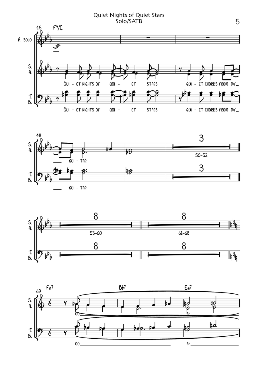 Quiet Nights Of Quiet Stars (corcovado) Divisi scores gallery preview page 5