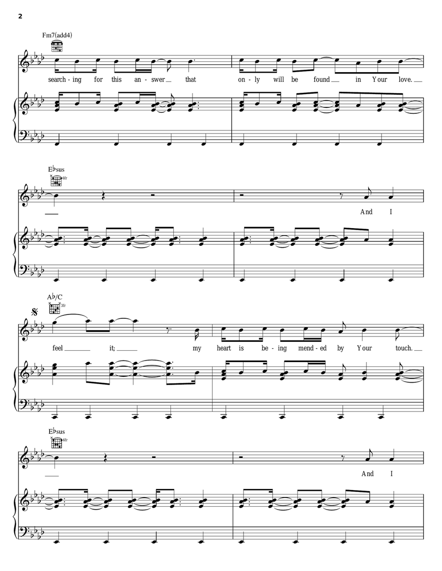 Restored by Jeremy Camp Piano, Vocal, Guitar - Digital Sheet Music page 2