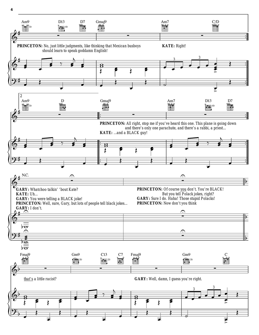 Everyone's A Little Bit Racist (from Avenue Q) Piano, Vocal, Guitar scores gallery preview page 4