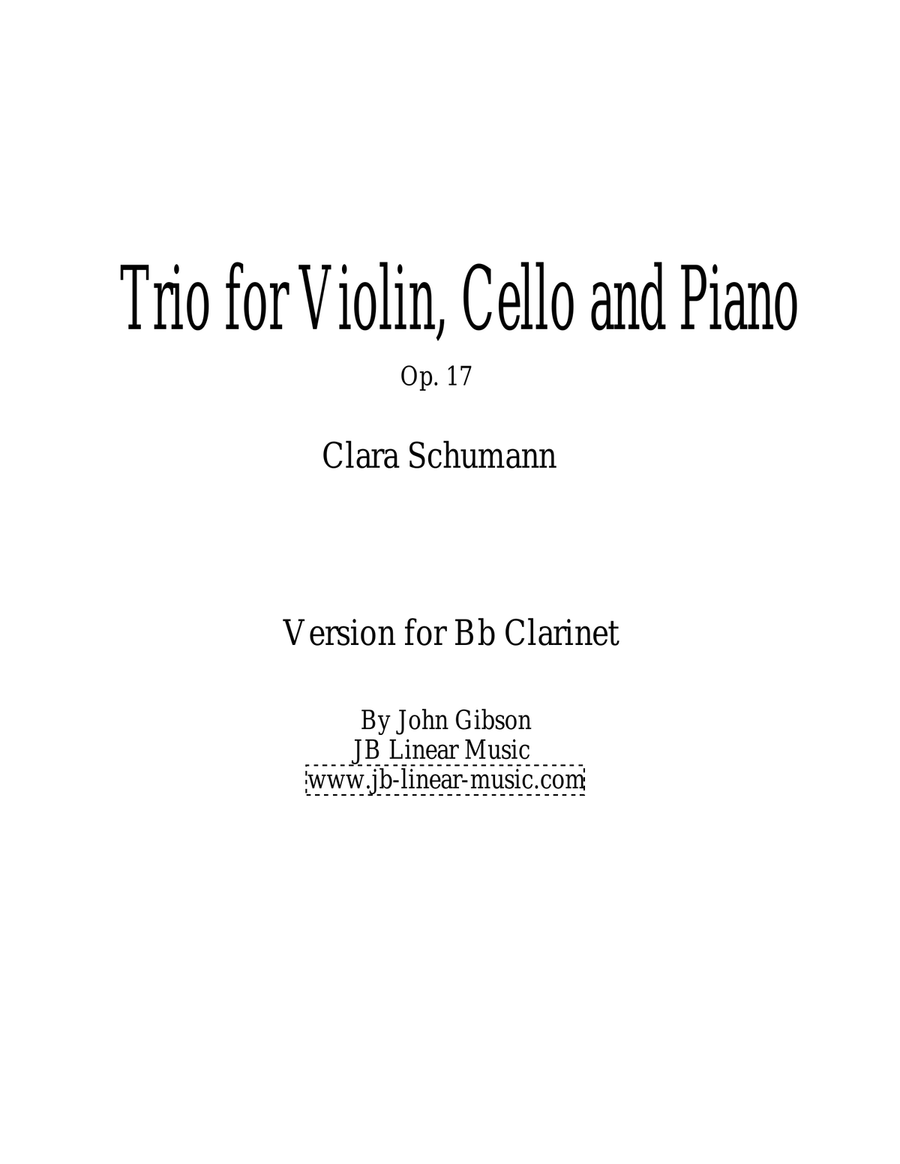 Clara Schumann Trio for clarinet, cello, and piano image number null