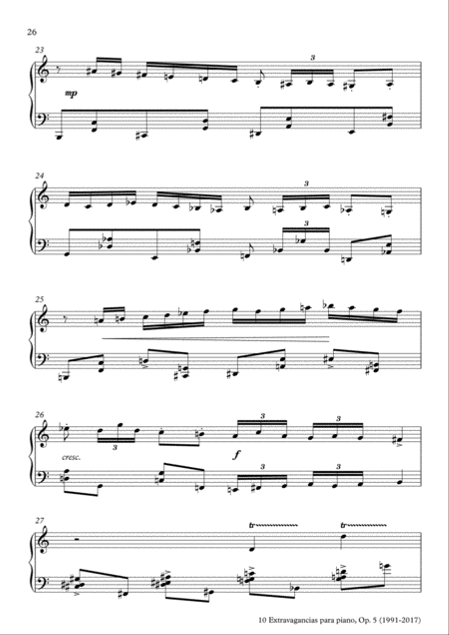 10 Extravagancias para piano, Op. 5 (2017) 8. Espíritus nocturnos Piano Solo scores gallery preview page 3