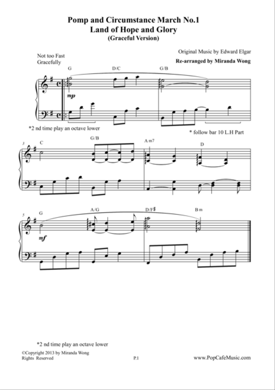Pomp and Circumstance March No.1 (Land of Hope and Glory) - Graceful Version 4-Part scores gallery preview page 1