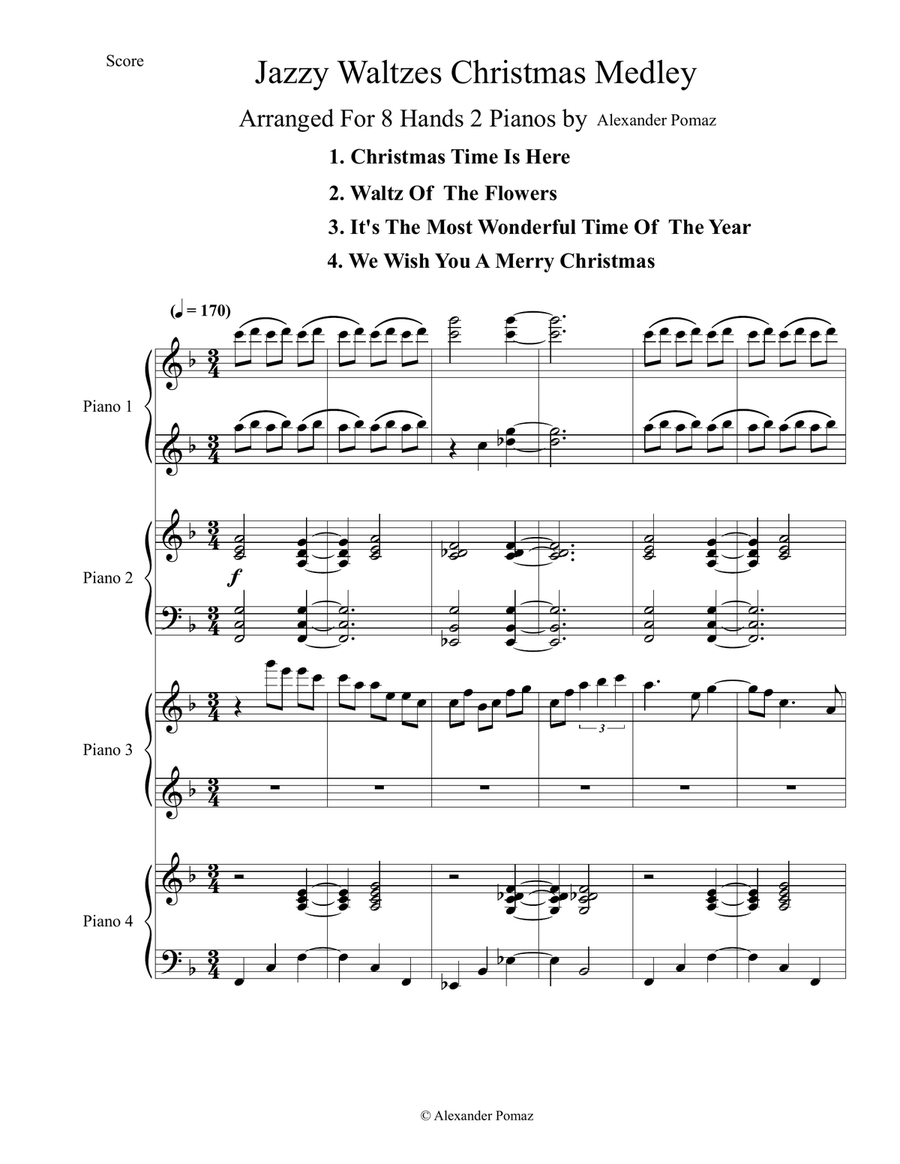 Jazzy Waltzes Christmas Medley - Alexander Pomaz - 8 Hands 2 Pianos image number null