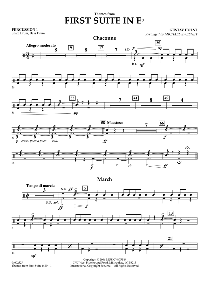 First Suite In E Flat, Themes From - Percussion 1