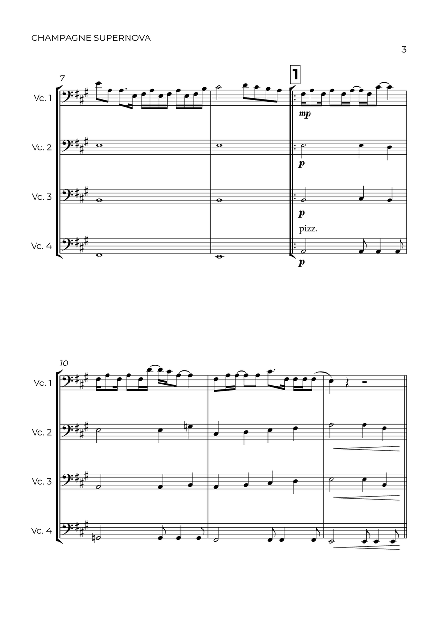 Champagne Supernova String Quartet scores gallery preview page 3
