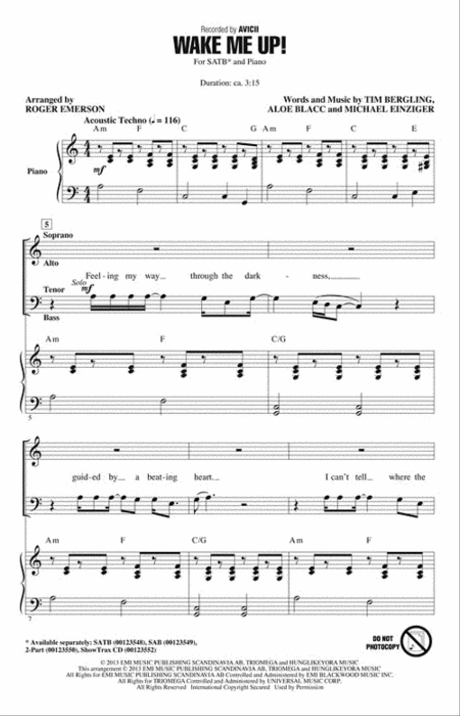 Wake Me Up! 4-Part scores gallery preview page 2