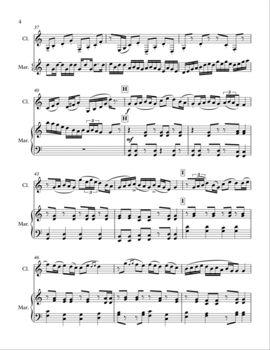 Diamond Dance for Clarinet and Bass Marimba Clarinet scores gallery preview page 4
