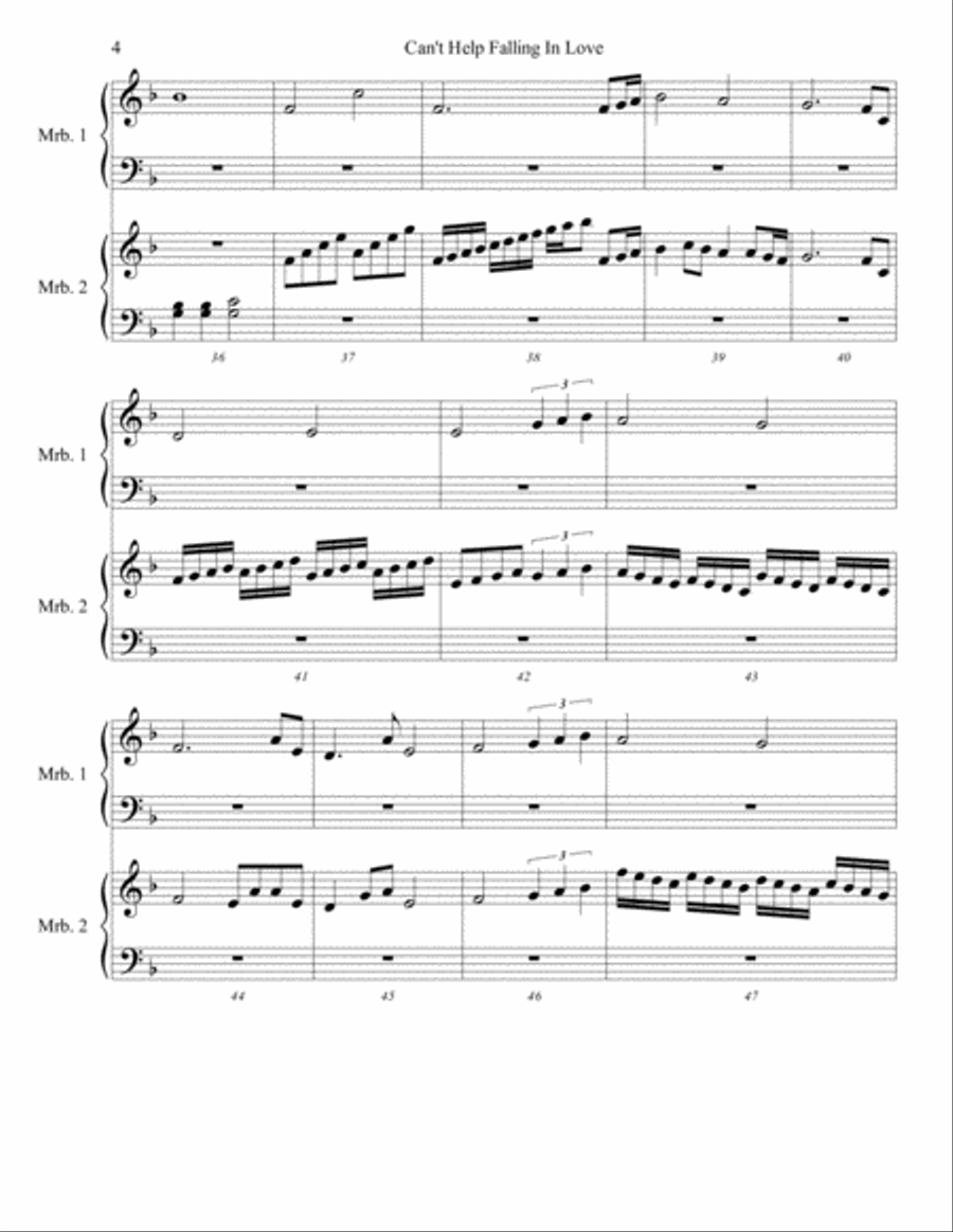 Can't Help Falling In Love Marimba scores gallery preview page 4
