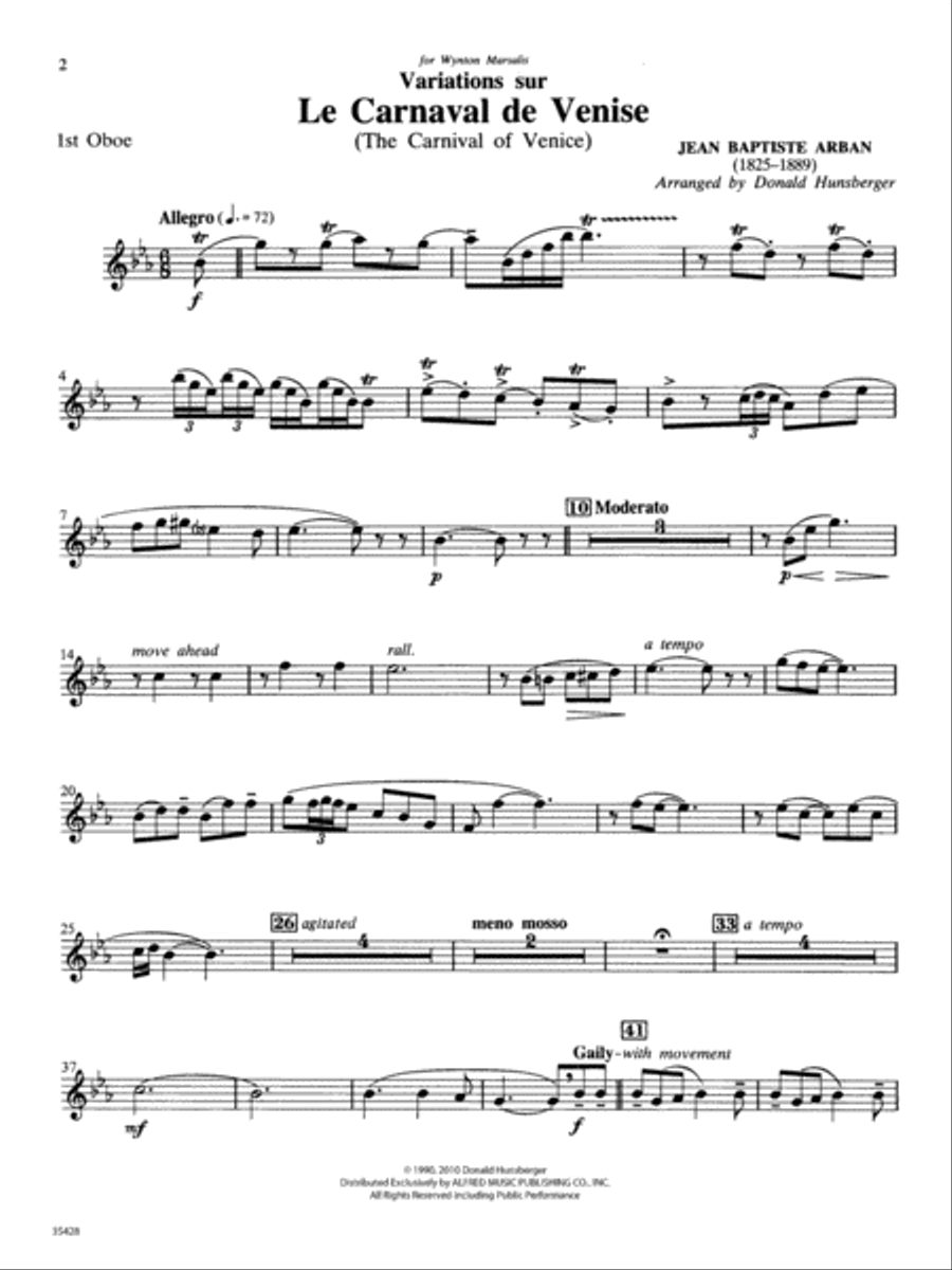Le Carnaval de Venise: Oboe Concert Band scores gallery preview page 1