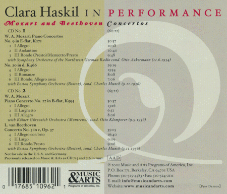 Haskil Plays Piano Concertos B