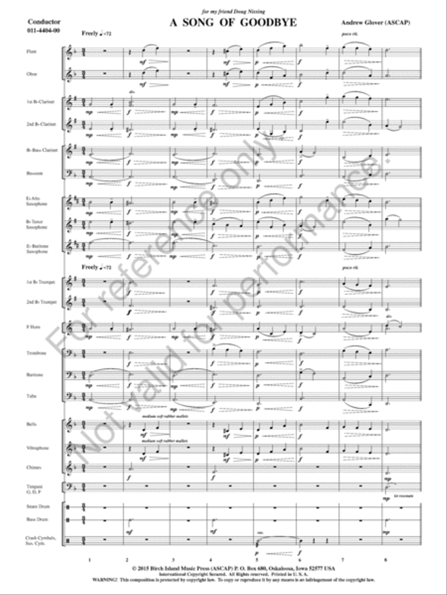A Song Of Goodbye Concert Band scores gallery preview page 4