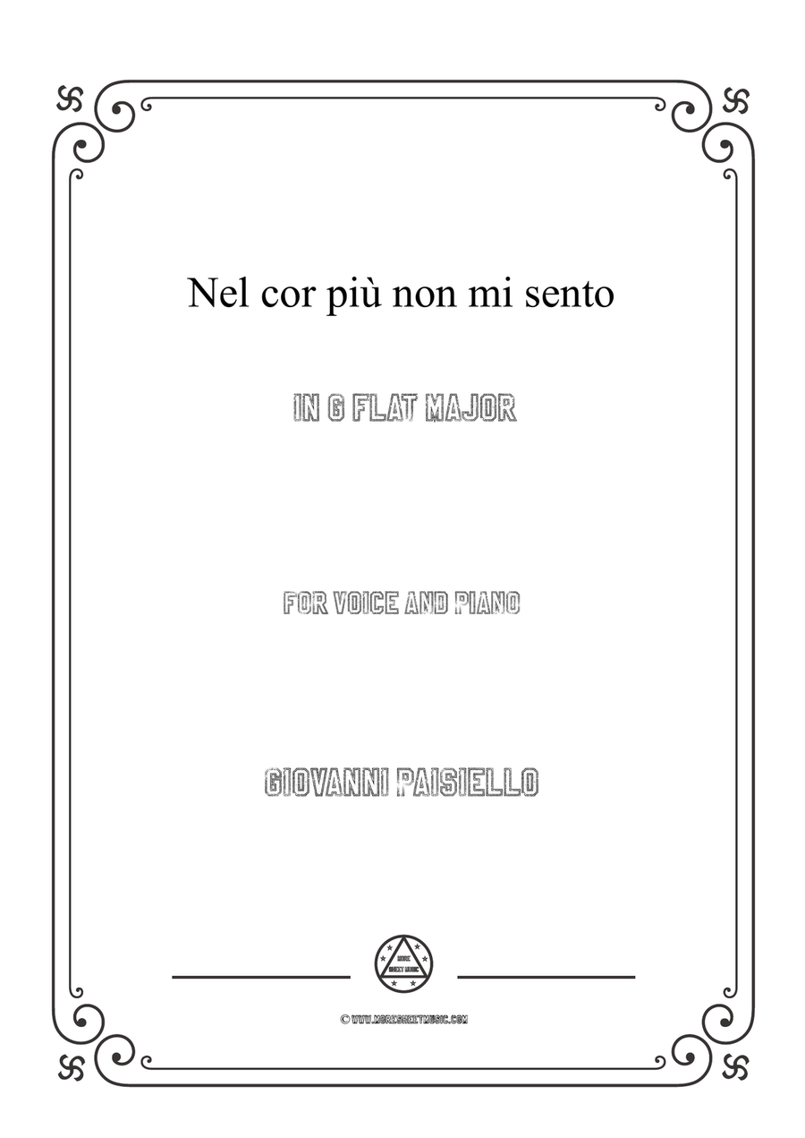 Paisiello-Nel cor più non mi sento in G flat Major,for Voice and Piano Piano, Vocal scores gallery preview page 1