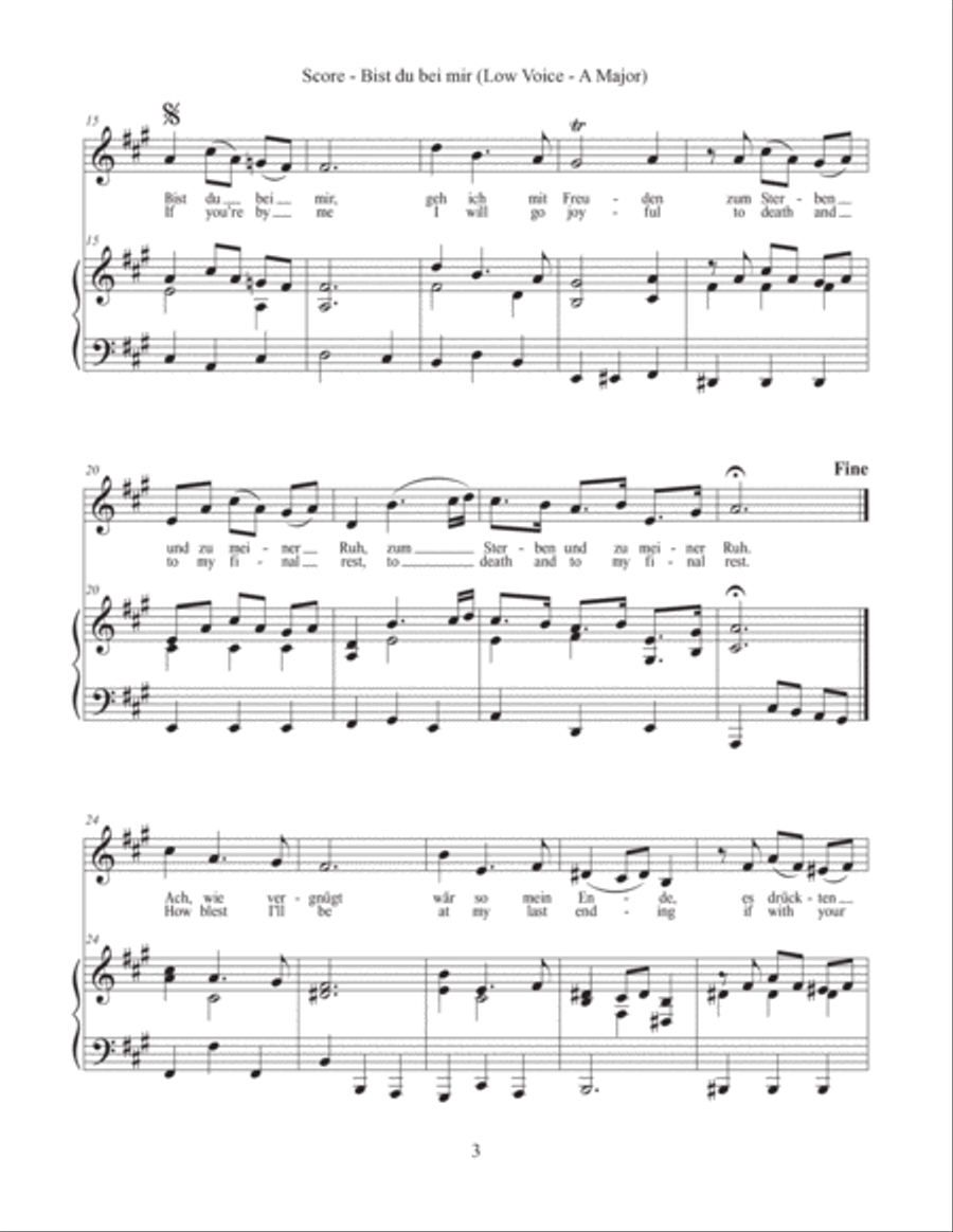 Bist du bei mir (Low Voice and Keyboard with Optional Instruments) Low Voice scores gallery preview page 3