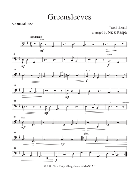 Greensleeves (variations for String Orchestra) Double Bass part