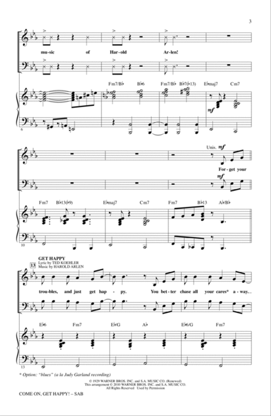Come On, Get Happy! The Music Of Harold Arlen In Concert (Medley) 3-Part scores gallery preview page 2