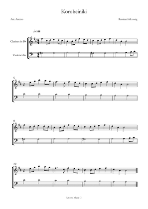 korobeiniki tetris theme for Clarinet and Cello sheet music